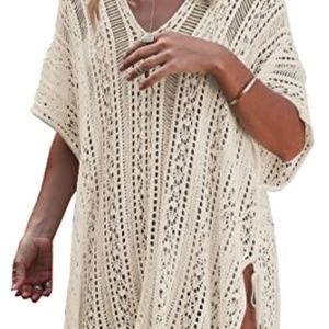 Wander Agio Natural Boho Crochet Beach Swimsuit Over Up
